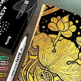 Arrtx Acrylic Paint Pens, 10 Pack Extra Brush Tip White Paint Markers Metallic for Rock Fabric Wood Glass Canvas Ceramic, 4 White 4 Black 1 Gold & 1 Arrtx