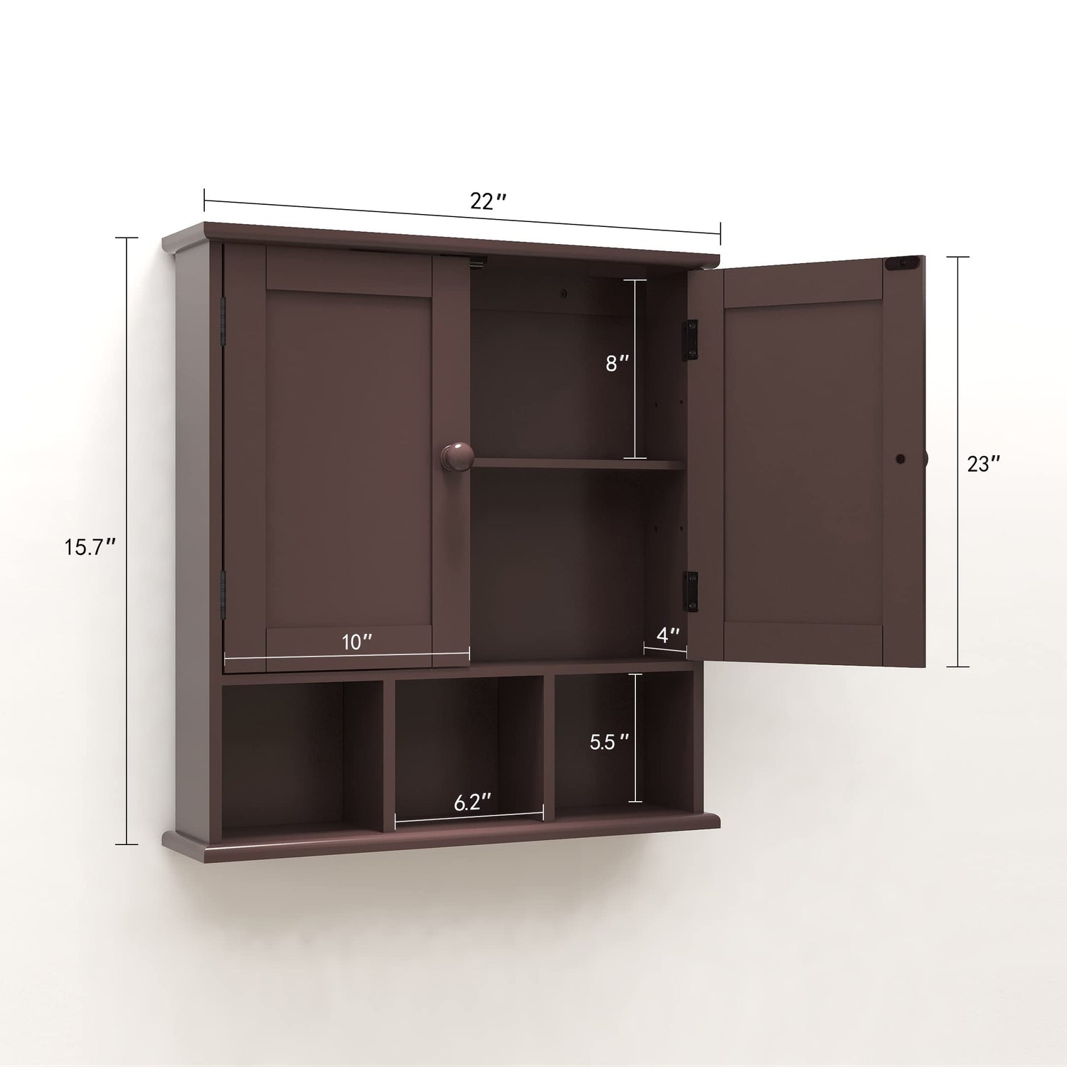 TaoHFE Medicine Cabinets,Bathroom Wall Cabinet with 2 Door Adjustable Shelves,Over The Toilet Storage Cabinet,Brown Bathroom Cabinet Wall TaoHFE