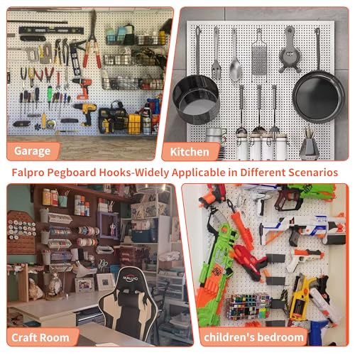 FALPRO 130PCS Pegboard Hooks Assortment - Peg board Hooks for Hanging Tools with Pegboard Bins & Cups,1/8-Inch Pegboard Wall Organizer - Ideal for FALPRO
