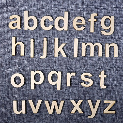 SATINIOR 124 Pieces Totally Wooden Capital Letter Wood Lower Case Letters Wooden Numbers for Arts Crafts DIY Decoration Displays SATINIOR