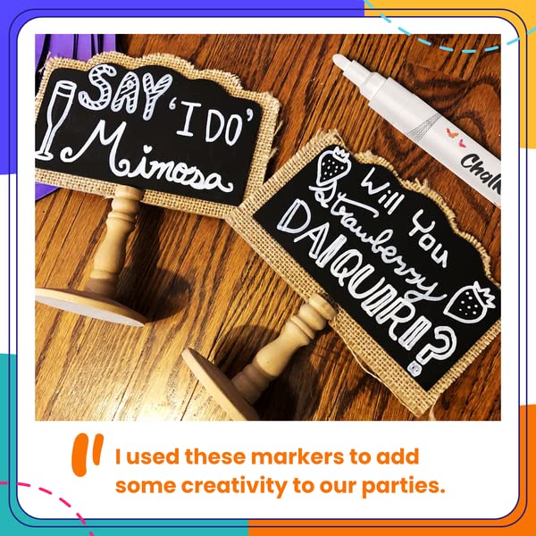 Chalkola 6 White Liquid Chalk Markers - White Dry Erase Liquid Chalk Pens for Chalkboard Signs, Blackboard, Car Window, Glass, Bistro | Variety pack Chalkola