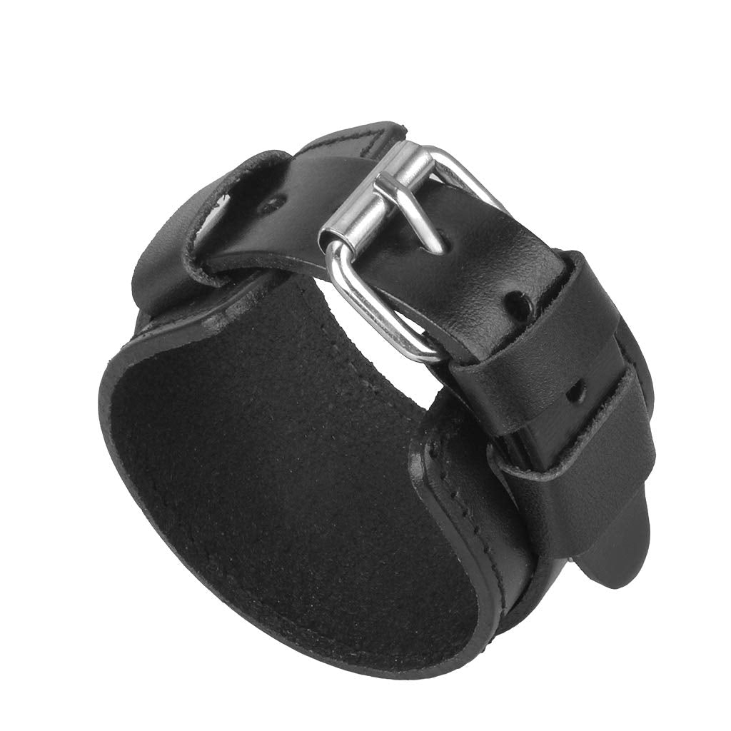 GelConnie Punk Leather Cuff Bracelet Braided Bracelets Rock Leather Wristbands Adjustable Gothic Wrap Bracelet for Men, Women LPB322-Black GelConnie