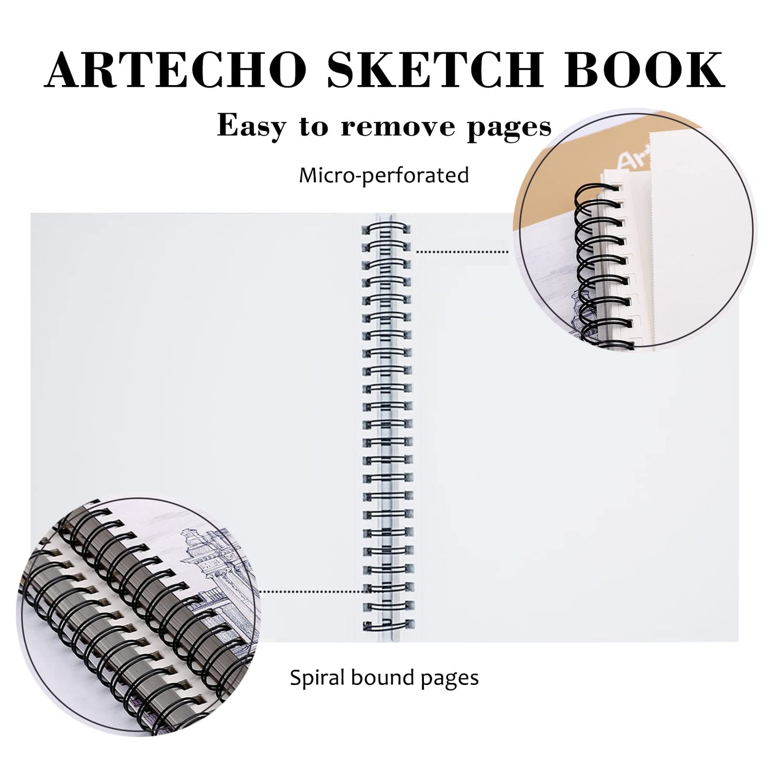 Artecho Sketch Book 9 x 12 Inch, 100 Sheets 90gsm, Pack of 2, Spiral Sketchbook, Hardcover Sketchbook, Acid Free Sketch Paper, Sketch Pad, Sketchbook Artecho