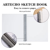 Artecho Sketch Book 9 x 12 Inch, 100 Sheets 90gsm, Pack of 2, Spiral Sketchbook, Hardcover Sketchbook, Acid Free Sketch Paper, Sketch Pad, Sketchbook Artecho