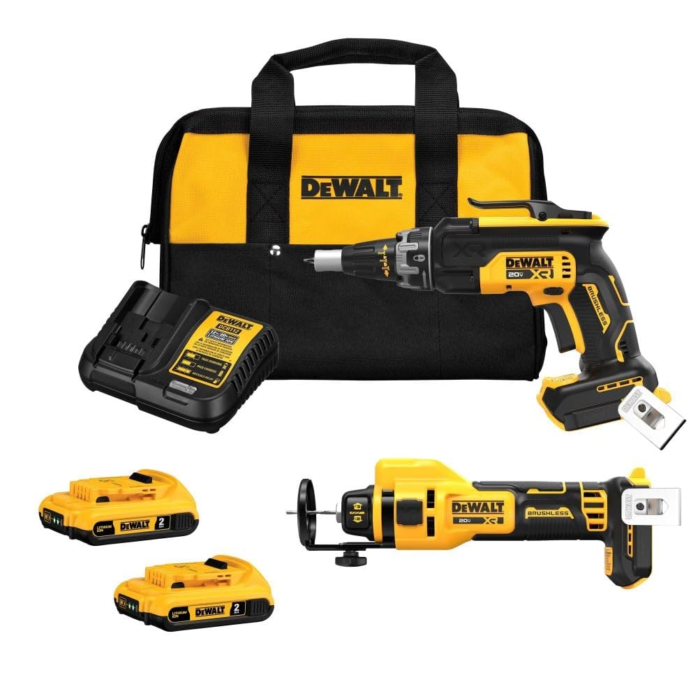 DEWALT 20V MAX* XR Brushless Drywall Screwgun and Cut-Out Tool Combo Kit (2.0Ah) (DCK265D2) DEWALT