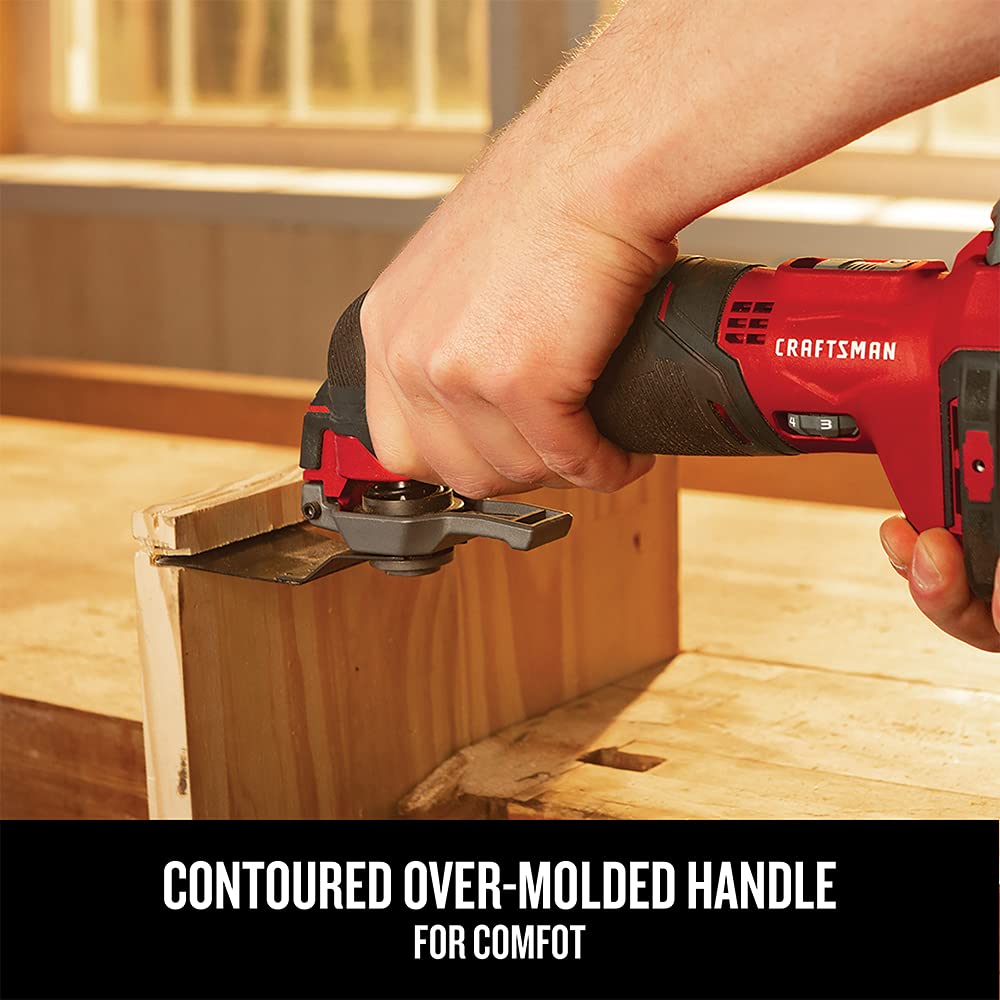 CRAFTSMAN V20 Cordless Multi-Tool, Oscillating Tool Kit, 16 Piece Kit with Blades, Sand Paper, Battery and Charger Included (CMCE500D1) - WoodArtSupply