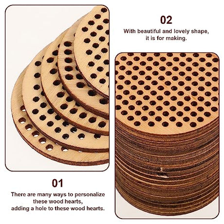 Amosfun 20pcs Wooden Hanging Circle Wooden Cross Stitch Plate Mini Embroidery Template for DIY Crafts Wedding Christmas Hanging Decor Amosfun