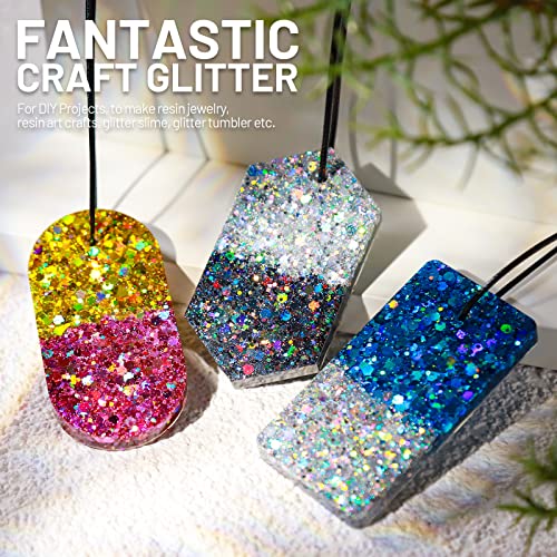 LEOBRO Holographic Chunky Glitter, 15 Colors Glitter, Craft Glitter for Resin, Nail Glitter, Festival Cosmetic Hair Face Body Glitter, Glitter Flakes LEOBRO