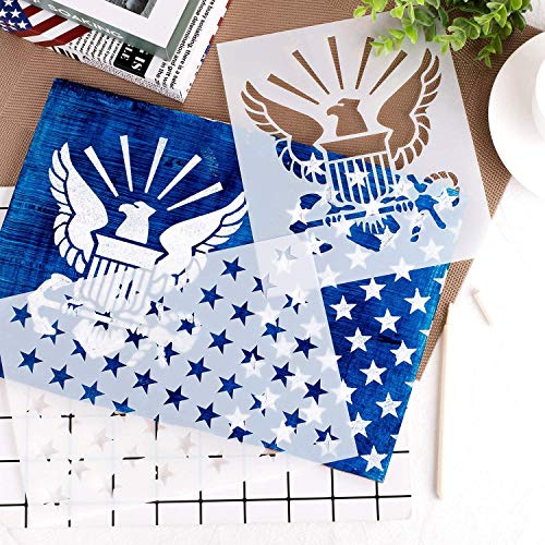 14 pcs American Flag Stencil Templates & Star Stencil & Navy Stencil for Painting on Wood Crafts Fabric/Airbrush/Reusable Stencil/DIY Drawing Painting Craft Projects/Glass and Wall Planner