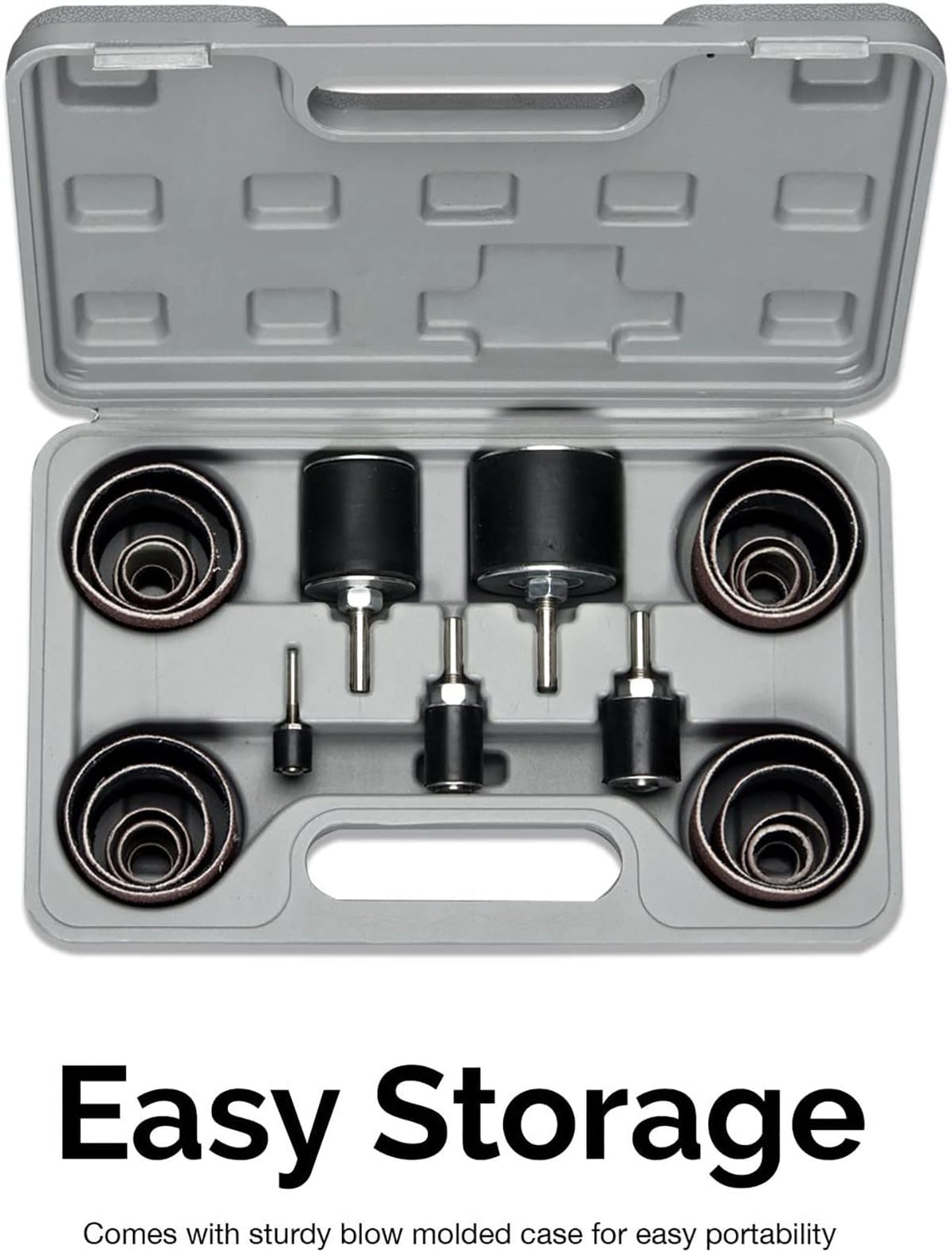 HILTEX 10342 Drum Sander Kit, 26 Pc Set, 1/8 & 1/4" Drive Spindle Sander for Woodworking, Spindle Sander Sleeves & 5 Rubber Sanding Drum for Drill, hiltex