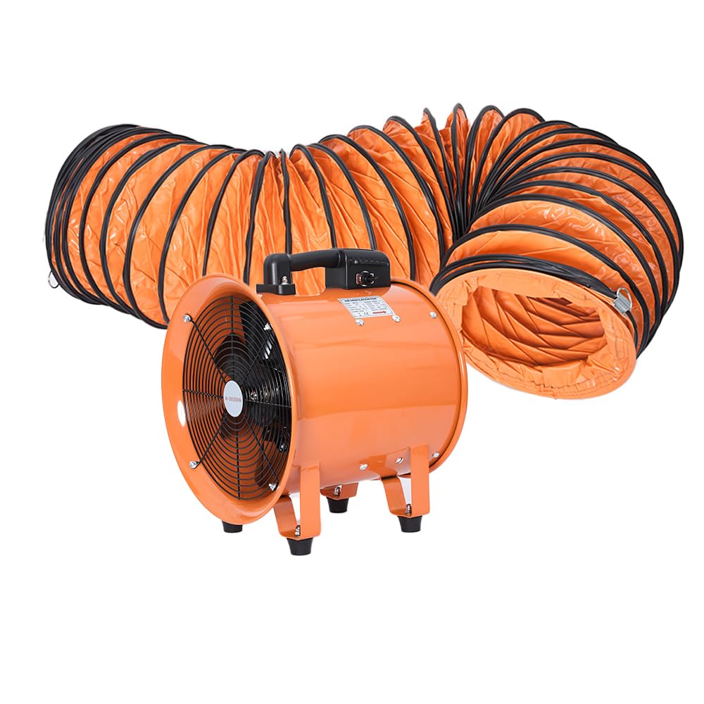 Utility Blower Fan 12 Inch, 550W High Velocity Ventilator with Duct Hose, Low Noise Portable Ventilation Fan, Fume Extractor for Exhausting & FDTDUCT