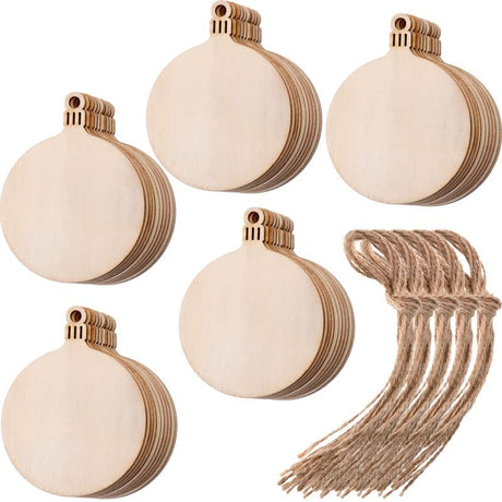 Tatuo Unfinished Wood Ornaments Wood Ornament Slices Round Wood Pieces Embellishments for Christmas Decoration Hanging and DIY Craft (50) Tatuo