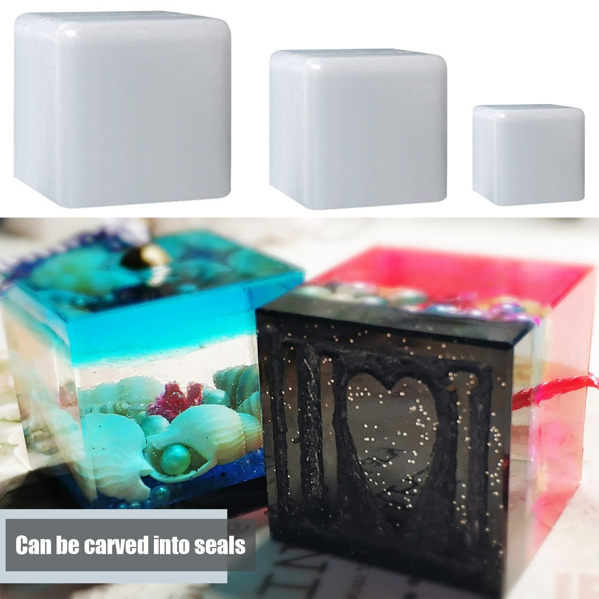 ZQYSING (3 Pack) Resin Cube Molds, Deep Square Silicone Molds for Epoxy Resin Casting DIY Art Craft Candle Soap Making ZQYSING