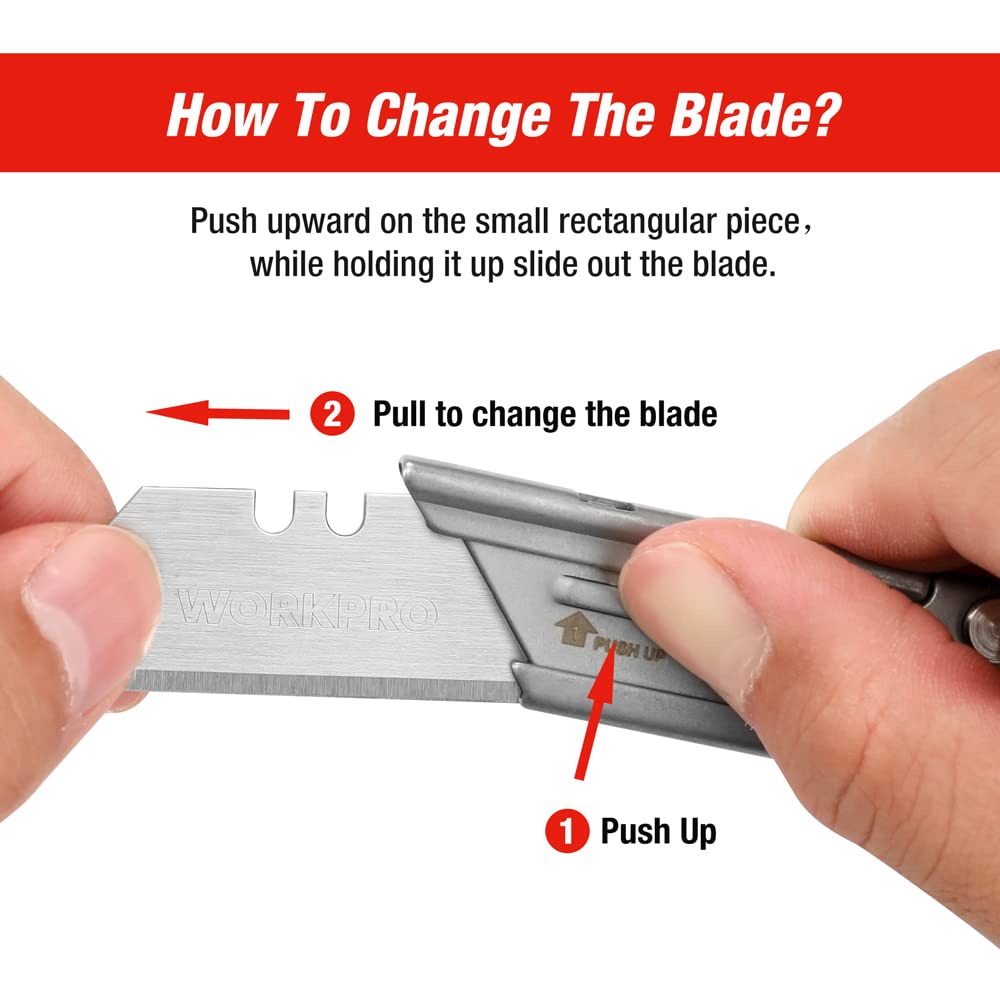 WORKPRO EDC Folding Utility Knife, Mini Box Cutter with Quick Open Axis Lock, Quick Change Blade Razor Knife, Foldable Small Pocket Knife with Belt WORKPRO