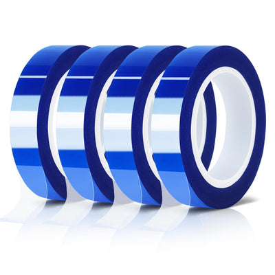 MEBMIK 4 Rolls 10mm x16m(52FT) Blue Heat Tape High Temperature Heat Resistant Tape Heat Transfer Tape for Heat Sublimation Press Vinyl,No Residue