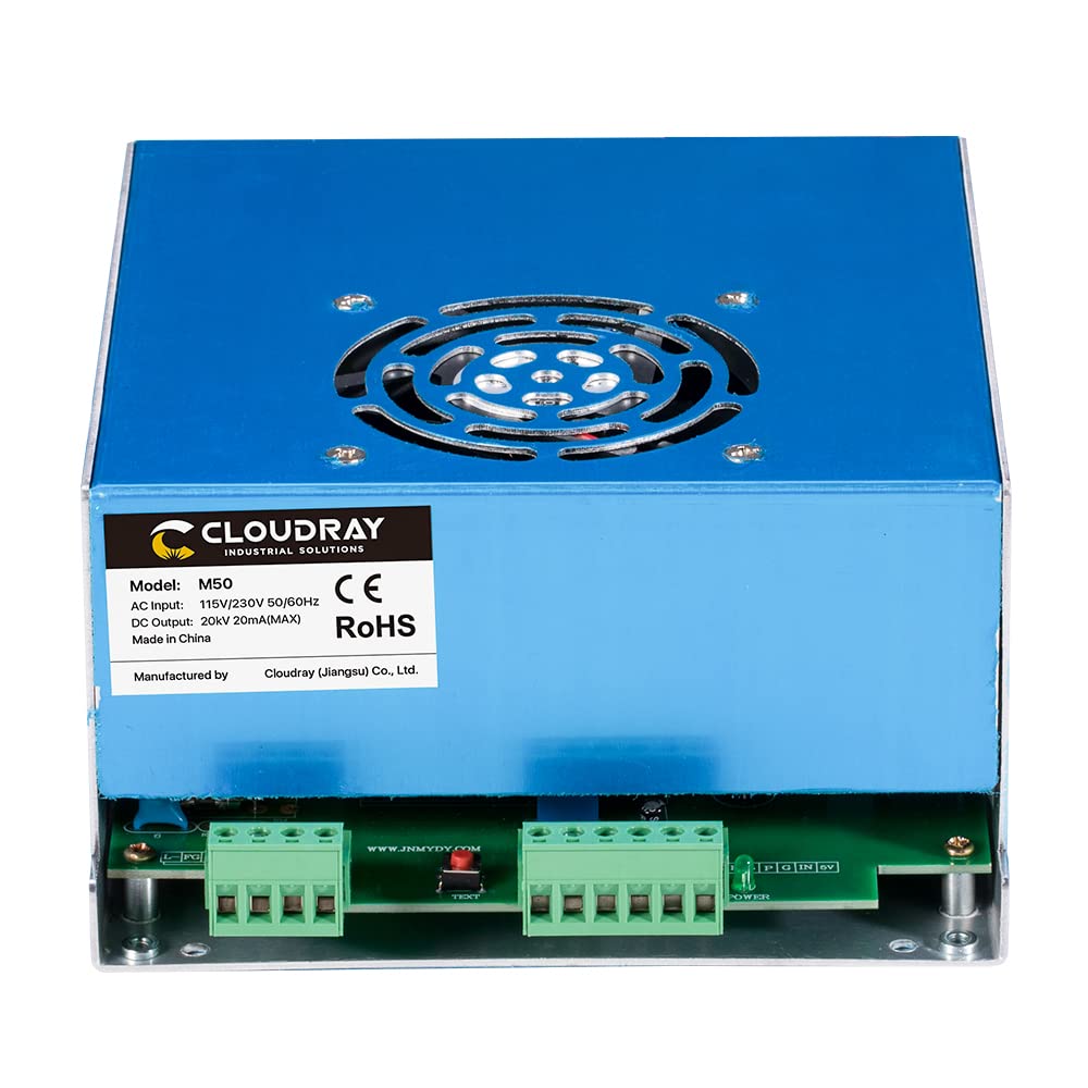 Cloudray 50W Co2 Power Supply C02 Laser Power Supply,Replacement for 50 Watt Power Supply for Laser Tube Engraving Cutting Machine (50W) - WoodArtSupply