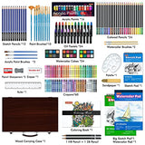 Shuttle Art 186 Piece Deluxe Art Set, Art Supplies in Wooden Case, Painting Drawing Art Kit with Acrylic Paint Pencils Oil Pastels Watercolor Cakes Shuttle Art