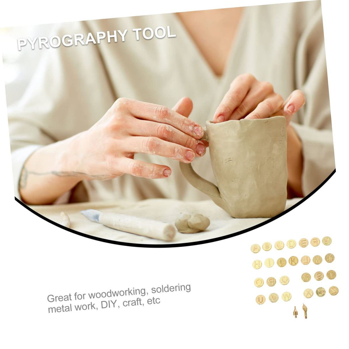 SEWOART 1 Set Letter Soldering Iron DIY Tools Leather Branding Hotstamp Wood Burning Letter Wood Burner Tips Wood Burning Tips Embossing Stamp DIY SEWOART