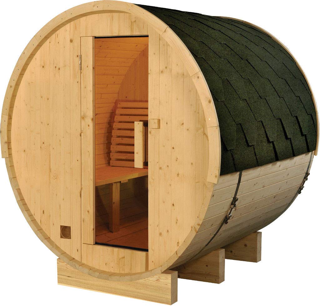 SDI Factory Direct 6' Foot Outdoor Finland Pine 4 Person Wood Barrel Wet Dry Sauna Spa with 6KW Heater - WoodArtSupply