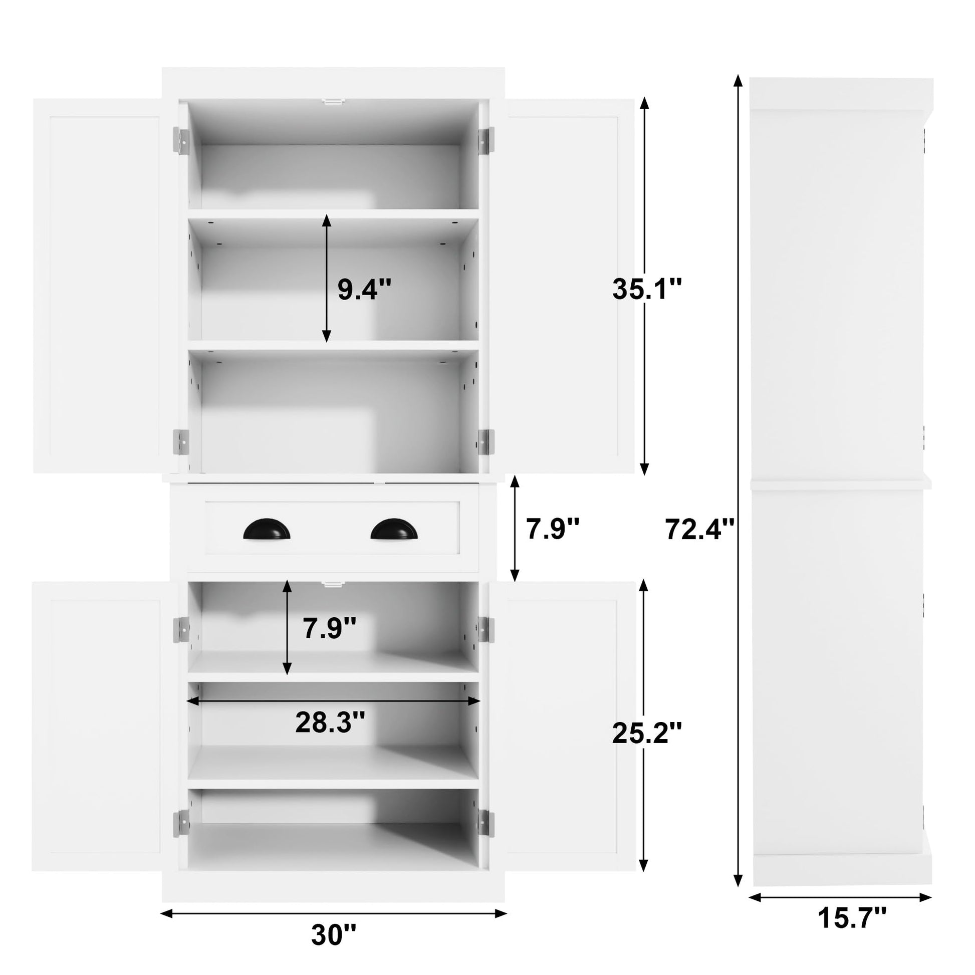 Flamaker 72" Kitchen Pantry Cabinet, Tall Pantry Storage Cabinet with Drawer and 4 Adjustable Shelves, Freestanding Pantry Cupboard Cabinet for - WoodArtSupply