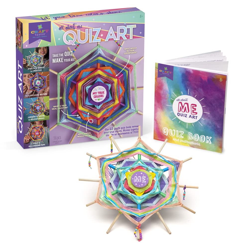 Craft-tastic – All About Me Quiz Art – Craft Kit – Answer Fun Questions to Make a Personalized Piece of Art – Ages 8+ Craft-tastic