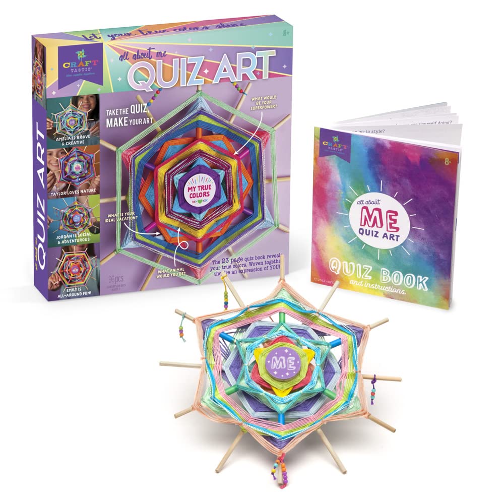 Craft-tastic – All About Me Quiz Art – Craft Kit – Answer Fun Questions to Make a Personalized Piece of Art – Ages 8+ - WoodArtSupply