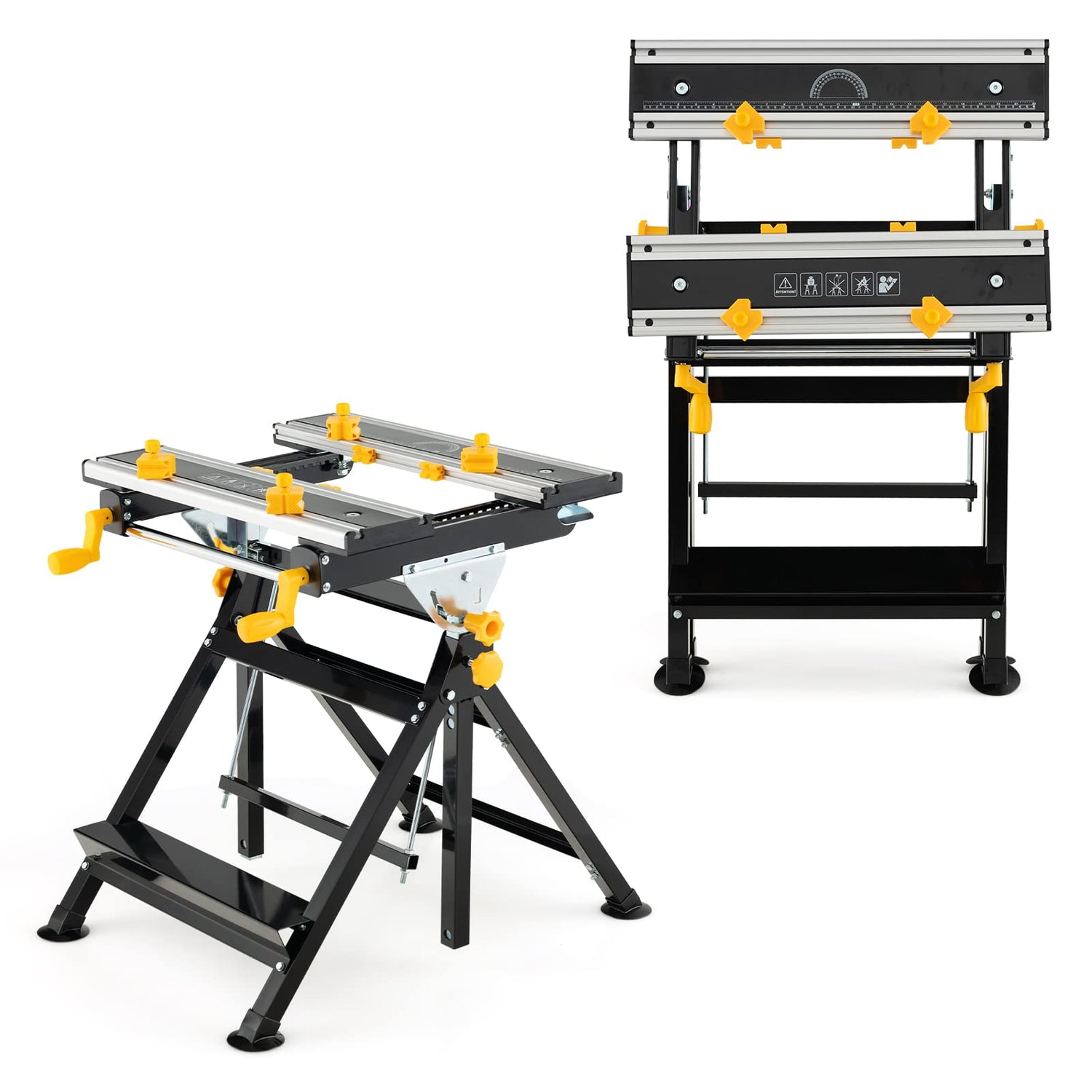 Toolsempire Portable Workbench, Folding Work Bench and Vise with 2 Rotary Handles, 7-Level Adjustable Height, 8 Sliding Clamps, Tiltable & Extendable Toolsempire