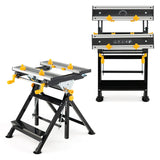 Toolsempire Portable Workbench, Folding Work Bench and Vise with 2 Rotary Handles, 7-Level Adjustable Height, 8 Sliding Clamps, Tiltable & Extendable Toolsempire