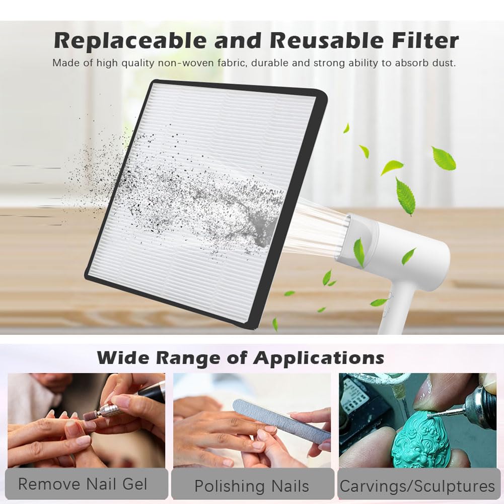 AONOLOVO Nail Dust Collector, Powerful Nail Vacuum Dust Collector Nail Tech Extractor Fan Manicure Tool for Acrylic Nails Removal, White AONOLOVO