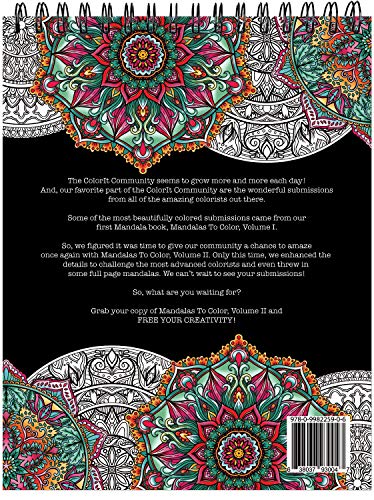 Mandalas II Adult Coloring Book - Features 50 Original Hand Drawn Designs Printed on Artist Quality Paper, Hardback Covers, Spiral Binding,