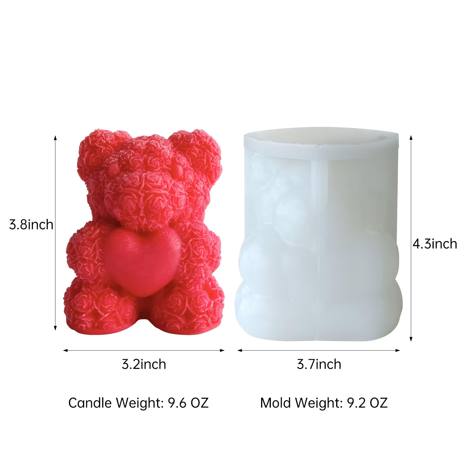 Midnadiy Rose Bear Candle Mold - 3D Teddy Bear Silicone Mold, Large Ep –  WoodArtSupply