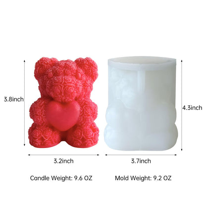 Midnadiy Rose Bear Candle Mold - 3D Teddy Bear Silicone Mold, Large Epoxy Resin Molds for DIY Scented Candles, Handmade Soaps, Birthday Gifts, - WoodArtSupply