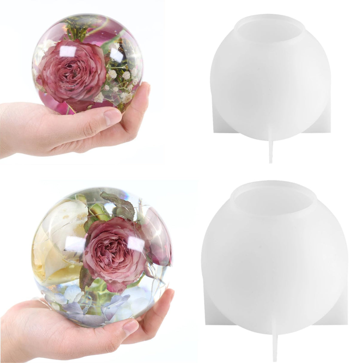 Sphere Resin Molds, 2 Pcs One-Piece 3D Silicone Globe Molds, Sphere Resin Casting Moulds, Large Ball Shape Epoxy Resin Molds for DIY Sphere Crafts, Varku