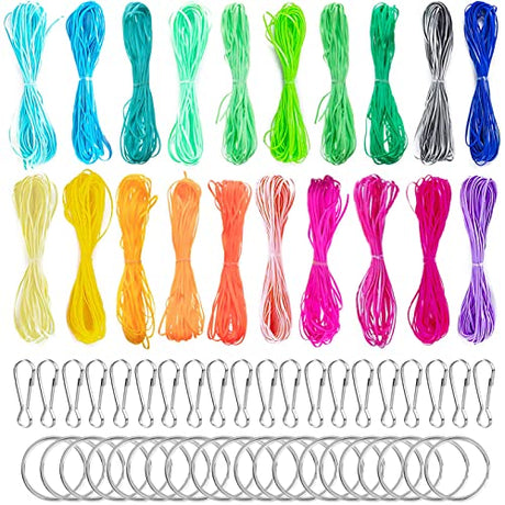 ACRSIKR String Gimp Plastic Lacing Cord for Bracelets Scoubidou Craft Kits with Snap Clip Hooks 20 Colors ACRSIKR
