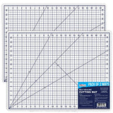 U.S. Art Supply - Pack of 2-18" x 24" White/Blue Professional Self Healing 5-6 Layer Double Sided Durable Non-Slip Cutting Mat Great for U.S. Art Supply