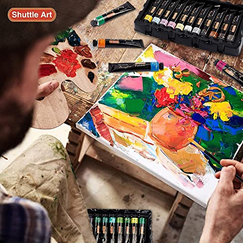 82 Pack Acrylic Paint Set, Shuttle Art 66 Colors Acrylic Paint with 10 Brushes, 22ml/0.74oz Tubes, Vibrant Colors, Artist Painting Supplies for Kids, - WoodArtSupply