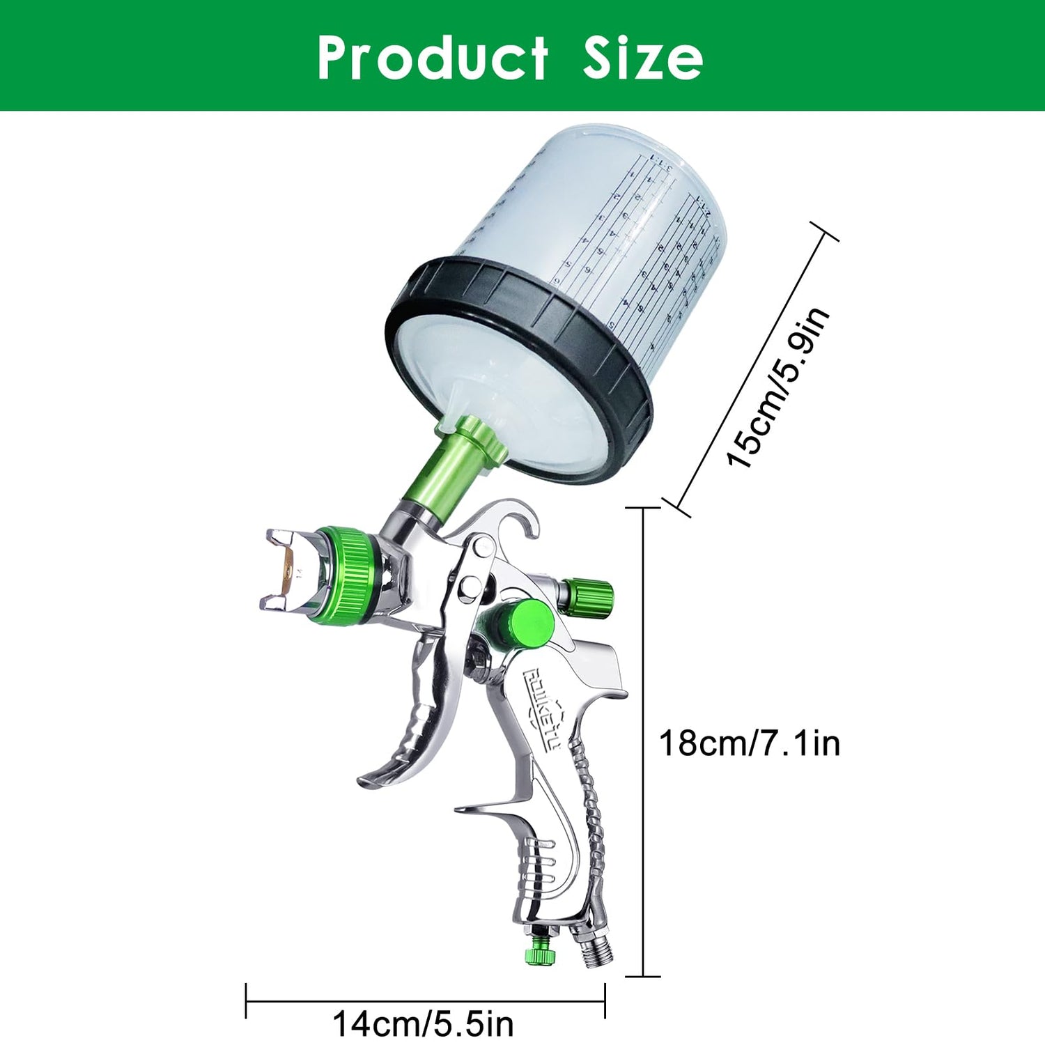 ROIKETU HVLP Paint Sprayer with 10pcs 600ML Mixing Quick Cup,Spray Paint Gun Set Contain 3 Nozzles 1.4/1.7/2mm &Pressure Gauge for Car ROIKETU