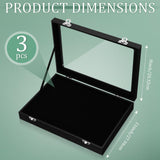 Huquary 3 Pcs Jewelry Display Cases Wooden Jewelry Box Glass Top Display Cases for Collectables with Glass Window on Top Display Case Organizer for Huquary