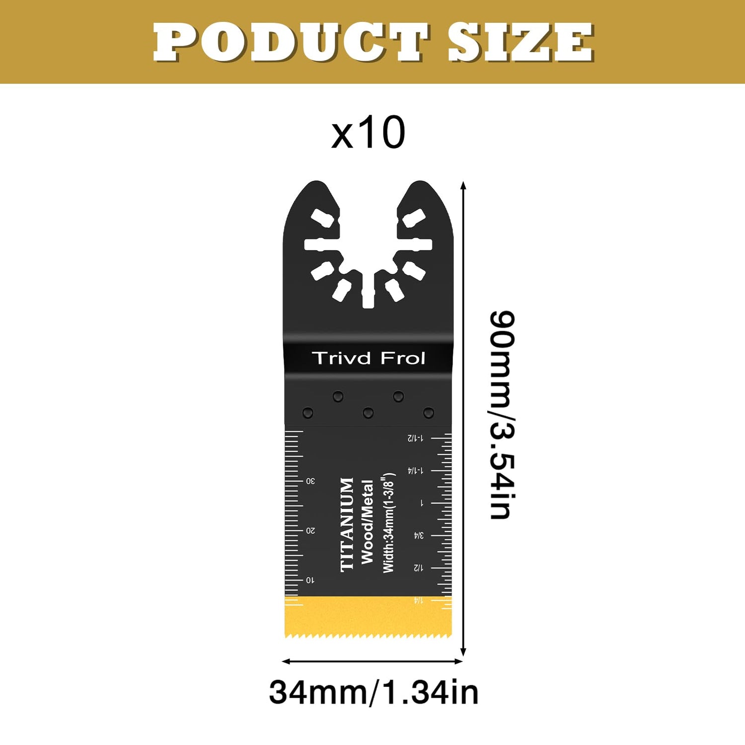 Trivd Frol 10PCS Titanium Multitool Blades, Oscillating Saw Blades Metal Cutting for Nails Wood Plastic and Hard Material Oscillating Tool Blades Kit Trivd Frol
