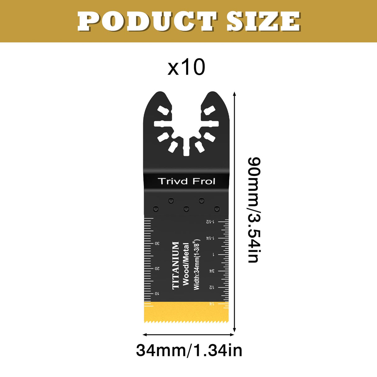 Trivd Frol 10PCS Titanium Multitool Blades, Oscillating Saw Blades Metal Cutting for Nails Wood Plastic and Hard Material Oscillating Tool Blades Kit Trivd Frol