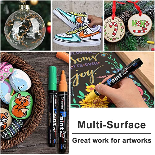 Overseas White Paint Pens Paint Markers - Permanent Acrylic Markers 3 Pack, Water Based, Quick Dry, Waterproof Paint Marker Pen for Rock, Wood,