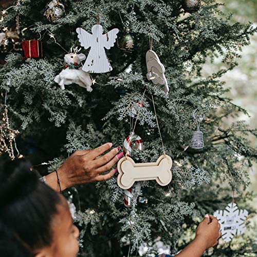 Sign Decor 30Pcs Dog Bone Shaped Wooden Cutouts Wooden Dog Bone Shape Sign Blank Hanging Wooden Plaque Unfinished Wood Dog Bone with Ropes for Crafts EXCEART