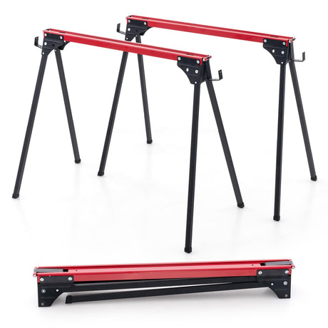 Goplus Saw Horses 2 Pack Folding, Portable Lightweight Work Horse with 2x 4 Slots,2200 LBS Capacity,Non-slipping Pads, Heavy Duty Sawhorse for Goplus