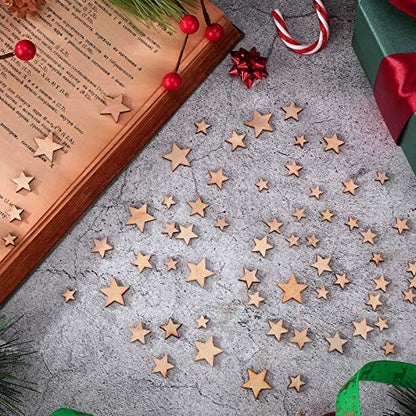 800 Pieces Christmas Wooden Stars Blank Wooden Star Slices Mini Star Embellishments Assorted Size Wooden Star Ornament for DIY Christmas Craft Making - WoodArtSupply