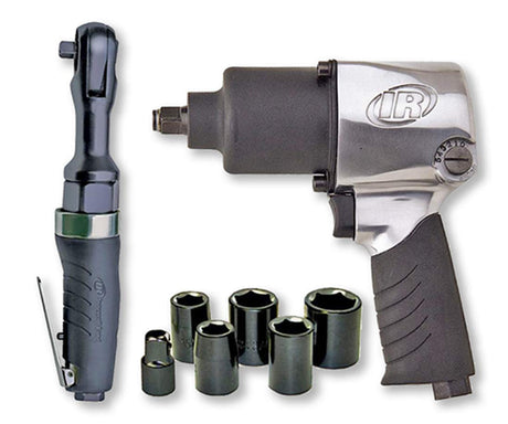 Ingersoll Rand 2317G Edge Series Kit with 231G Air Impact & 170G Air Ratchet Wrench, 5 Piece Socket Set and Storage Carry Case, Ergonomic Grips, Ingersoll Rand