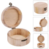 Healifty 2PCS wooden jewelry organizer Unfinished Wood Box Wedding Round Gift Box Storage Organizer Craft Box for Arts Hobbies and Home Storage Home Healifty