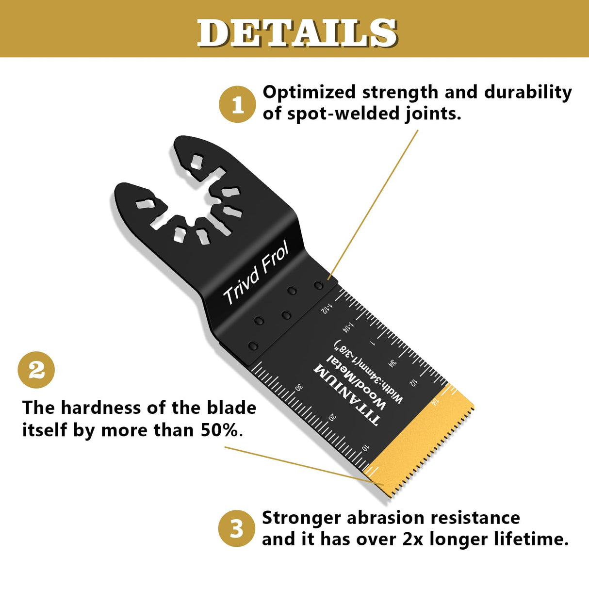 Trivd Frol 10PCS Titanium Multitool Blades, Oscillating Saw Blades Metal Cutting for Nails Wood Plastic and Hard Material Oscillating Tool Blades Kit Trivd Frol