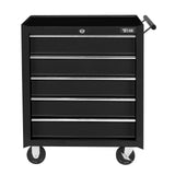 TUFFIOM 5-Drawer Rolling Tool Chest w/Lock & Key, Tool Storage Cabinet with Wheels, Top Cushion & Drawer Liners, Tool Organizer Box for Garage, TUFFIOM