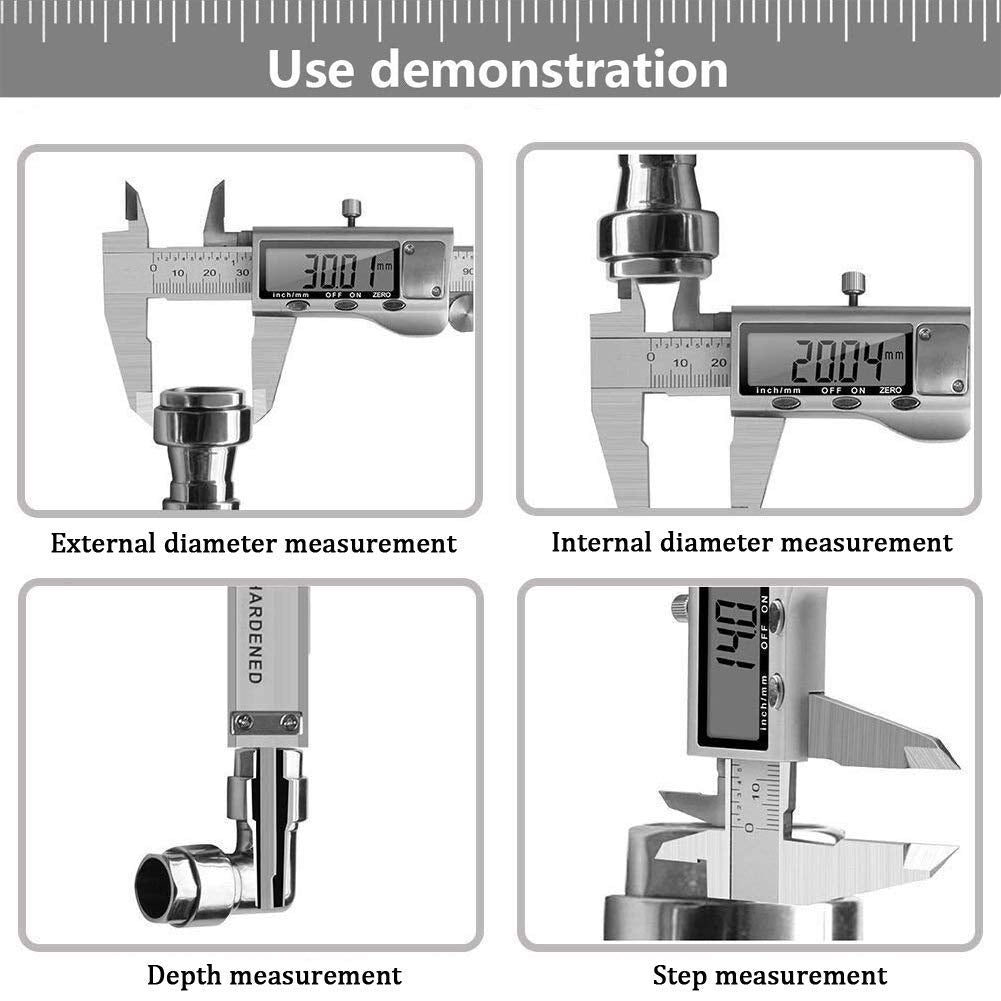 Electronic Digital Vernier Caliper, LOUISWARE Stainless Steel Caliper 150mm/0-6 inch Measuring Tools with Extra-Large LCD Screen, inch/Metric - WoodArtSupply