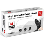 Schneider Black Vinyl Exam Gloves, 4mil, Disposable Latex-Free, Plastic Gloves for Medical, Cooking, Cleaning, and Food Prep, Sizes Medium Schneider